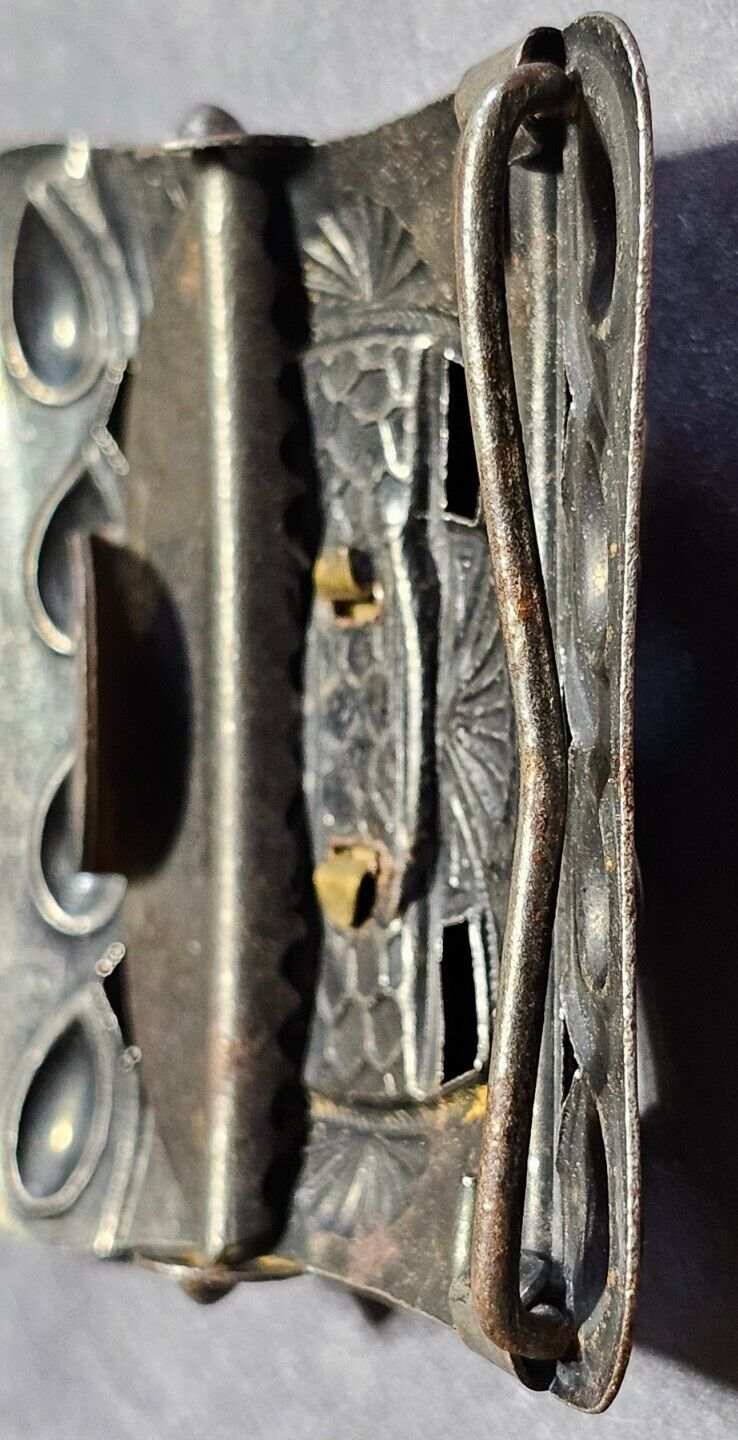 Antique Art Nouveau Sash Pin Brass Metal With Pur… - image 5