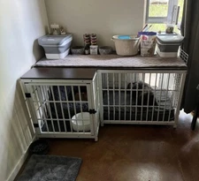 Dog Crate Furniture Side End Table Modern Kennels TV Stand for Indoor 3 Doors