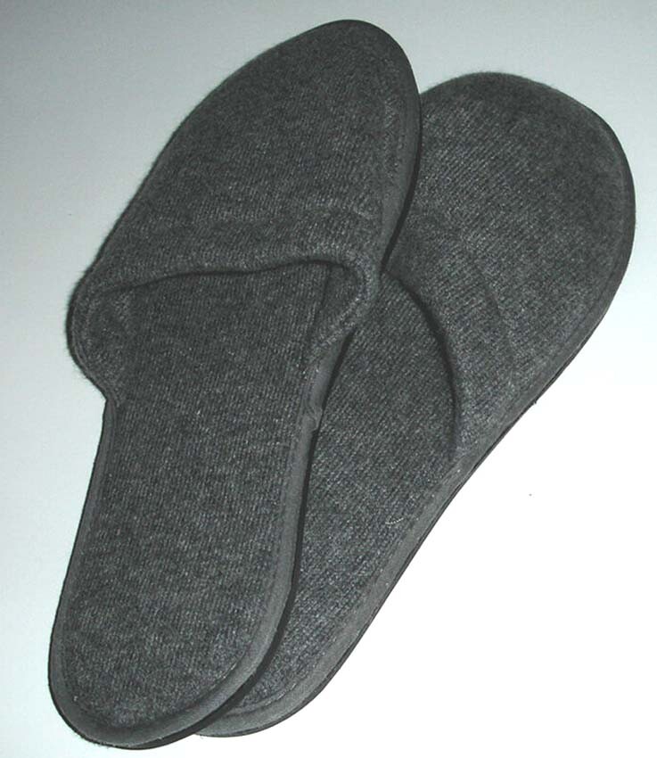 Sferra Cashmere Grey Travel Slippers One-Size Flat Hard Sole New