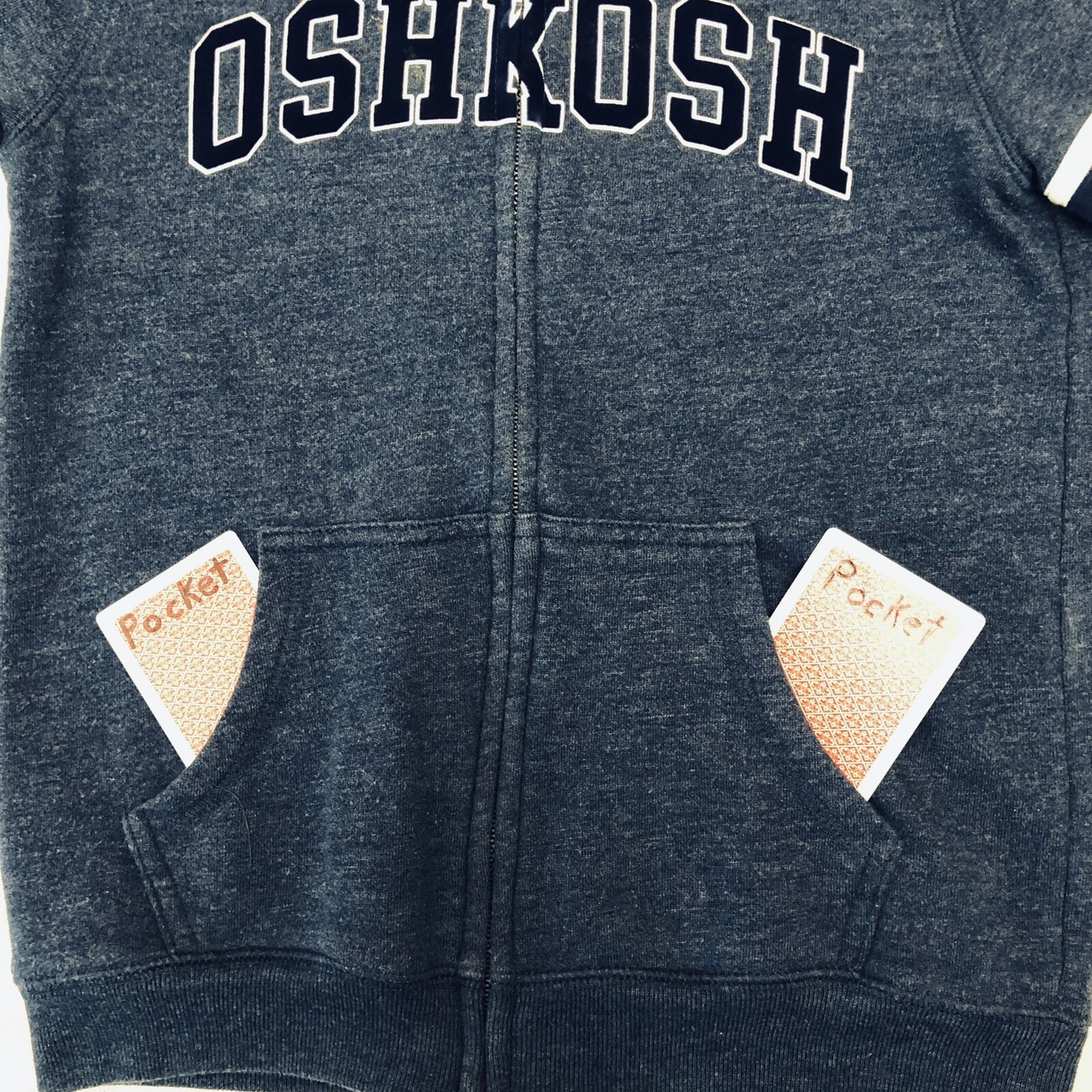 VETEMENTS Felpa giacca OshKosh B'Gosh ragazzo 10 full zip Spellout blu navy foderata in pile