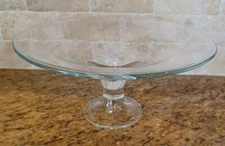 Large Decorative Clear Glass Pedestal Cake Dish Vintage 1ft 1.5"