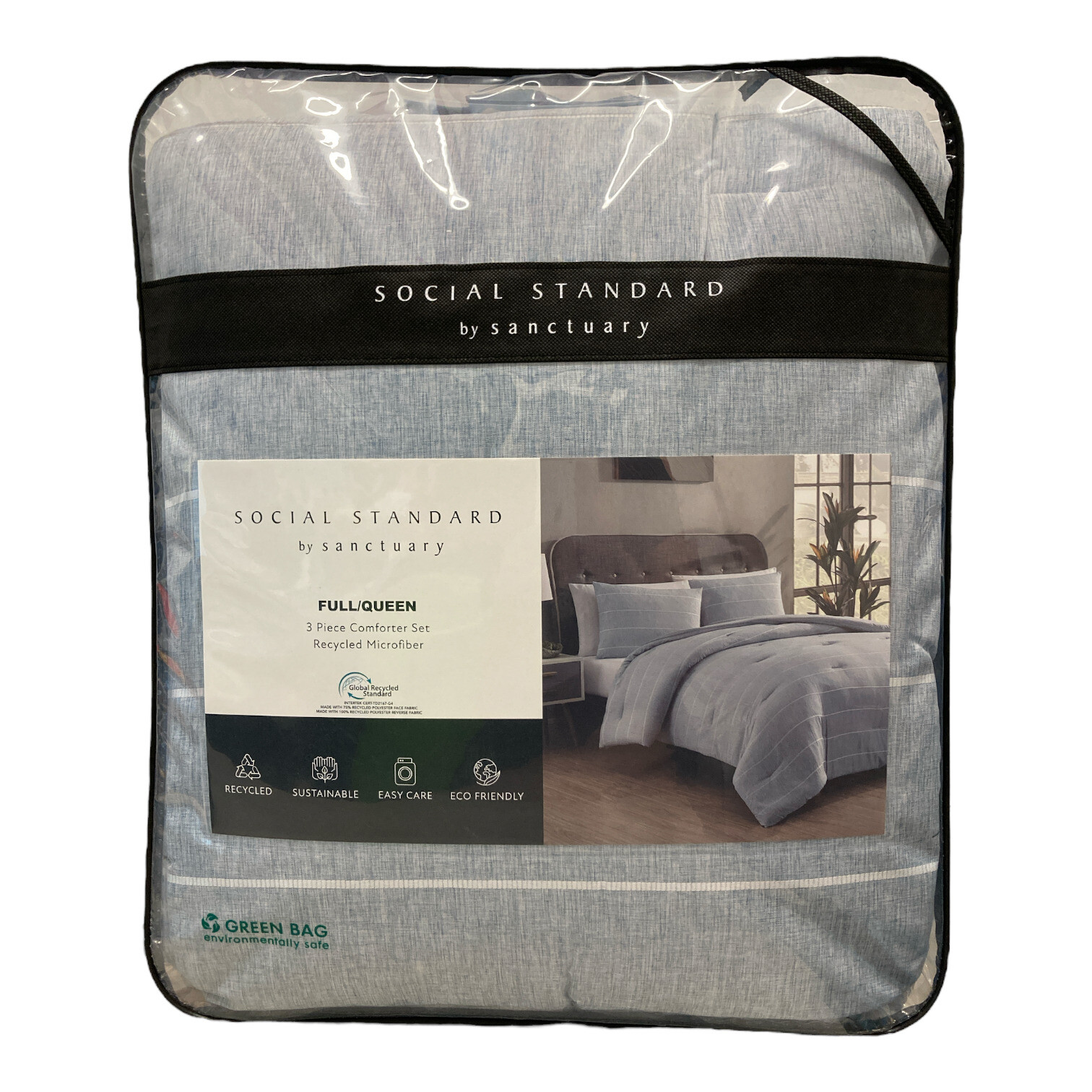 Комплект постельного белья из микрофибры Social Standard By Sanctuary Full/Queen из 3 предметов (синий)