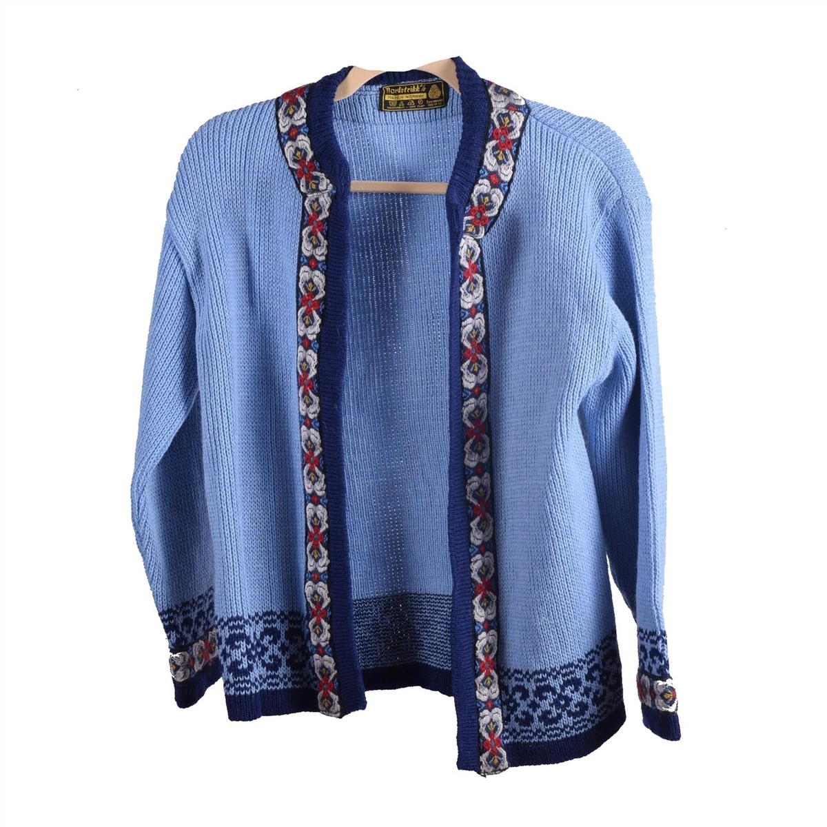 Vintage Nordstrikk Wool Sweater Cardigan Blue Women 40 Men 46 Norway Medium