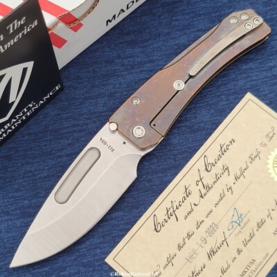 Medford Slim Midi LEFT-HANDED Tumbled CPM-S45VN Drop Point Blade Bronze Titanium