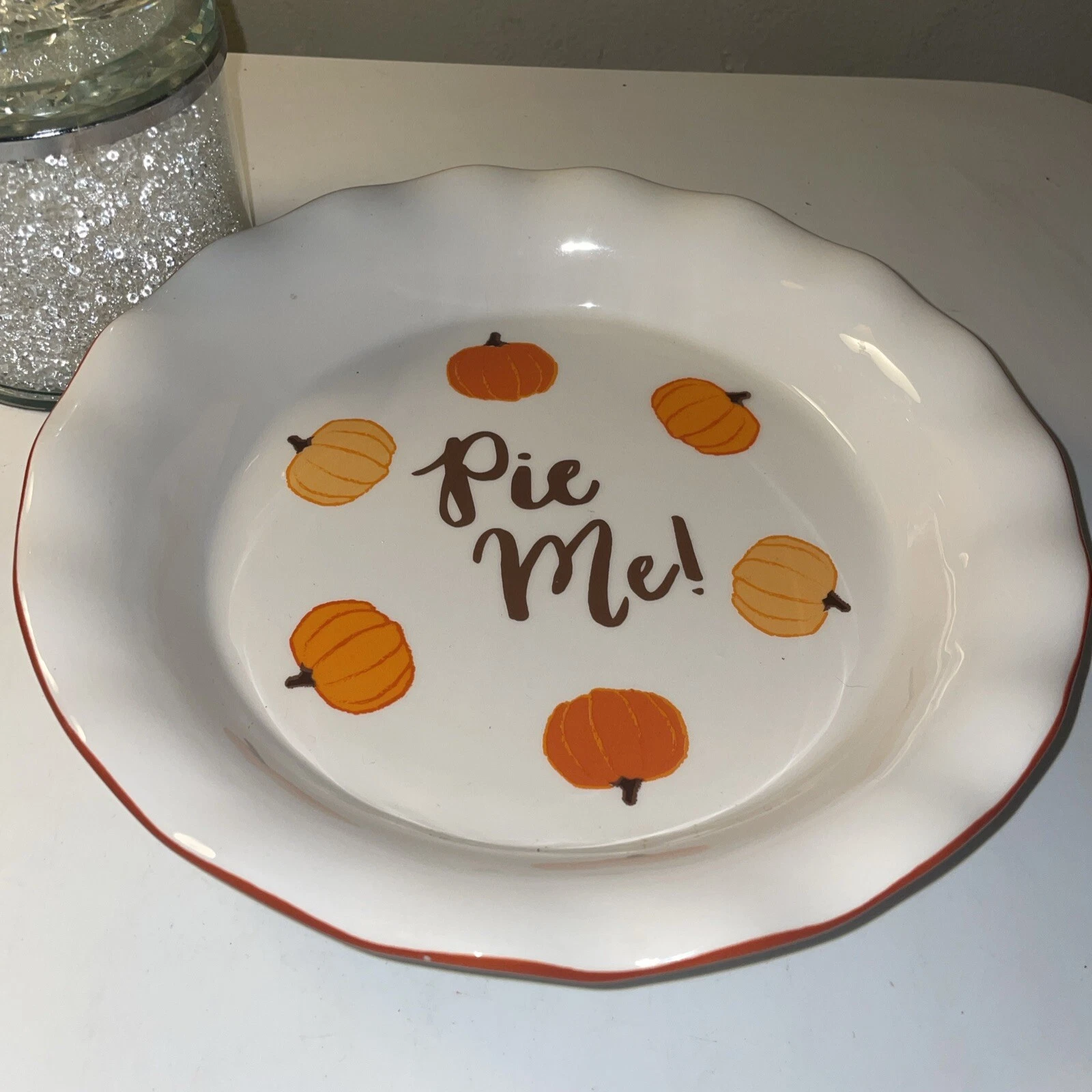Collectible Ceramic Baking Pie Plate “Pie Me” 9 1/2" Fluted