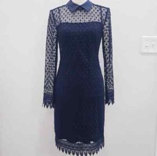 Lauren Ralph Lauren Nacy Eyelet Long Sleeve Collared Midi Dress Size 6