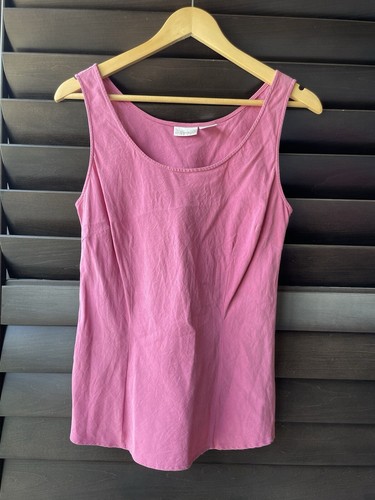 Spiegel Silk Linen Sleeveless Pink Blouse Side Zip Size 10 Luxury Fabric