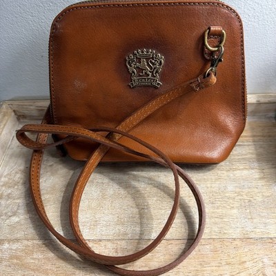 Pratesi Firenze Crossbody Bag Womens Small Cognac Brown Leather Made in Italy