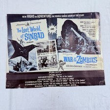 1965 War Of The Zombies + Lost World Of Sinbad Original Movie Pressbook Horror