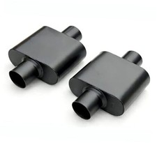 Universal 2.25" ID Inlet/Outlet Single Chamber Muffler 2 2.25 Inch BLACK