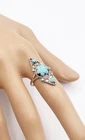 Vintage Sterling Silver Turquoise Cluster Ring Marquise Floral Design 925 Size 7