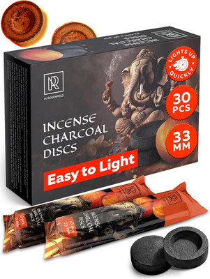 33mm Quick Light Charcoal Discs for Burning Incense Pack of 30