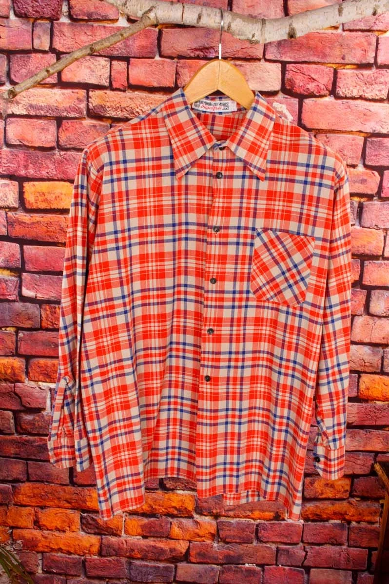 Chemise Oxford rétro avec coudière cousue à manches longues pour homme