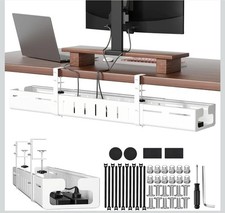 White Under Desk Cable Management Tray No Drill Desk Cable Organizer