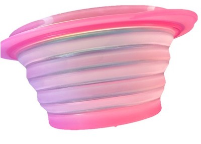6-1/2'' 3 Cup Pink Tupperware Flat Out Collapsible Accordion Bowl Only 5452