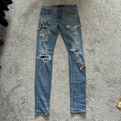 Amiri Mx1 Leather Patch Authentic Size 31 Patchwork Paint Amiri Mx1 Leather Patch Authentic Size 31 Patchwork Paint
