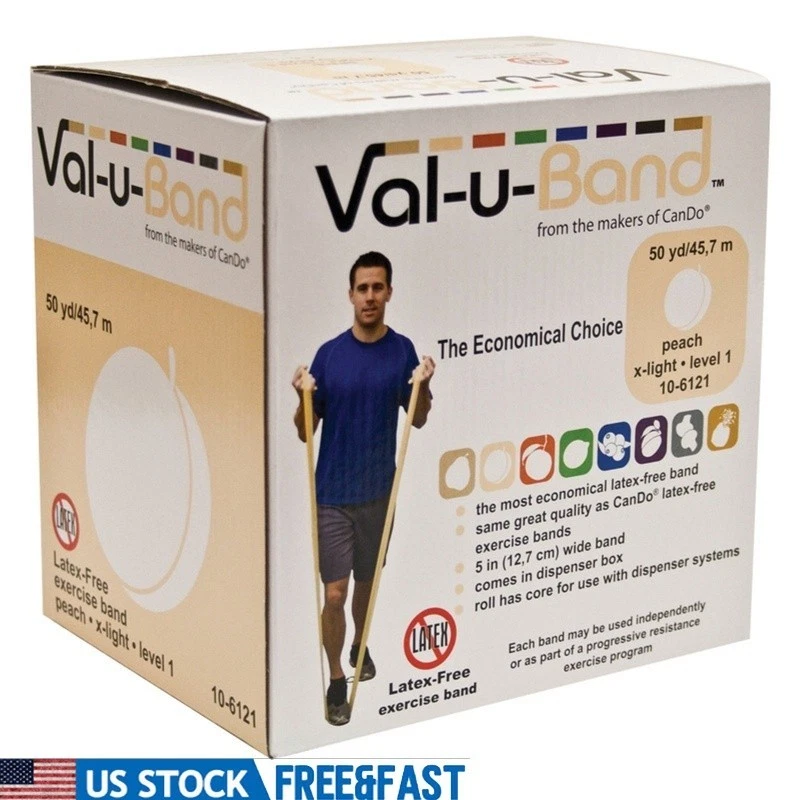 Latex Free Resistance Bands Exercise Toning Strengthening 50Yd Synthetic Rubber