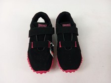Lonsdale Fulham Girls Trainers Black Pink Hook and Loop Strap UK 2 Kids Shoes