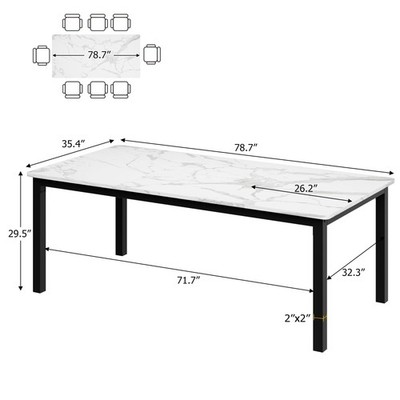 79'' Industrial Dining Table ,Modern Wooden Kitchen Table with Sturdy Metal Frame