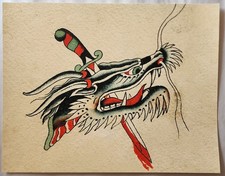 antique 1910s tom thomas berg opium dragon snake SF, CA tattoo flash 11x14giclee