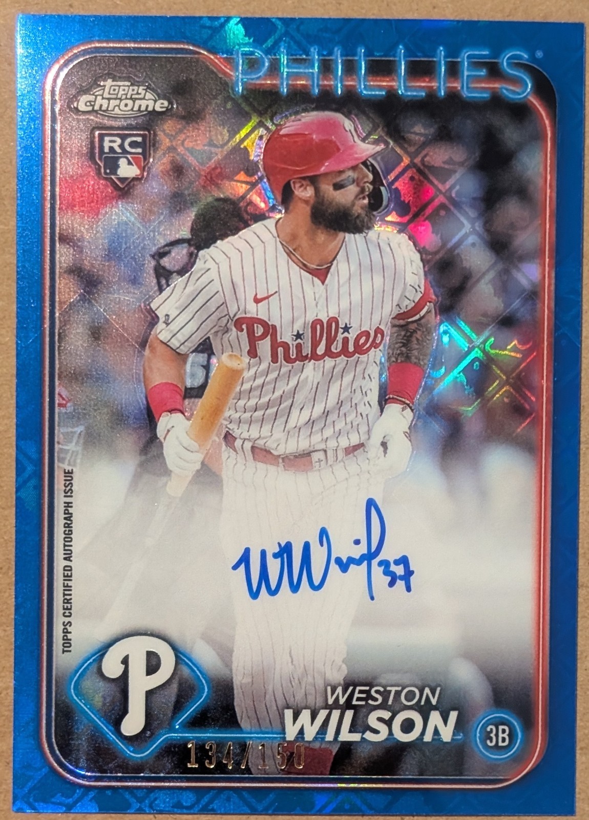 Weston Wilson 2024 Topps Chrome Logofractor Blue Refractor Autographs 134/150
