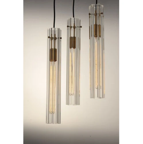 MAXIM 16123CLBKAB Flambeau 3-Light 12.75" Wide Black / Antique Brass Chandelier - Picture 4 of 4