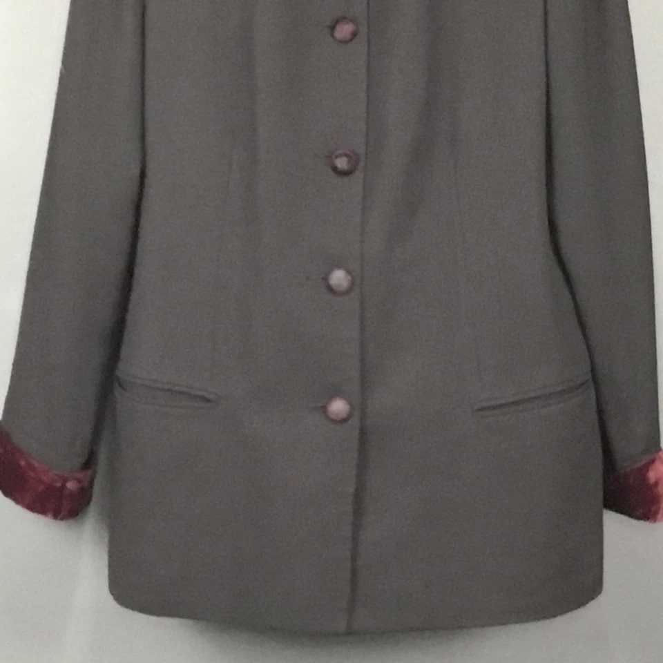 Винтажная женская куртка Laura Scott 14 бархатная отделка атласная подкладка наплечные подушечки 90-е - Изображение 4 из 4