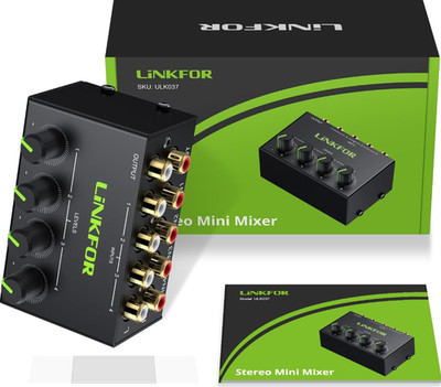 4 Channel Stereo Audio Mixer RCA Passive Mini Sound Mixer with Volume Control