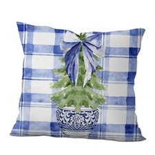 Blue and White Chinoiserie Christmas Tree Pillow Covers 18x18, Blue Chinoiserie