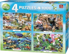 Jigsaw 4 in 1 Puzzle - 4 x 1000 Piece - Animal World - Including Posters