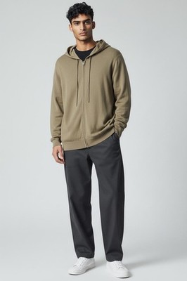 Men s Plain Full Zip Knitted Hoodies Cotton Sweatshirts Jumper Winter Tops P10