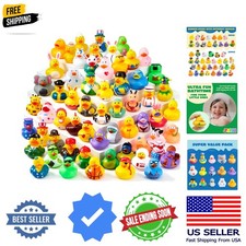 120 Pcs Rubber Ducks, Random Assortment Ducks Bulk with Mesh Carry Bag, Mini ...