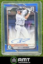 Bryce Rainer Auto 2024 Bowman Draft 64/150 Chrome Prospect Blue Refractor Tigers