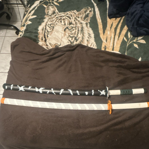 Demon Slayer Replica Sword Lot 2 Metal Blades Cord-Wrapped Full Tang,Colors