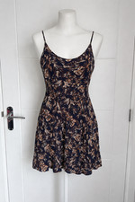 Primark Navy Floral Strappy Mini Dress Summer Size UK12 M Womens B22