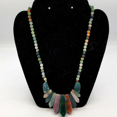 Earth Colored Stones and Beaded Necklace Polished Natural