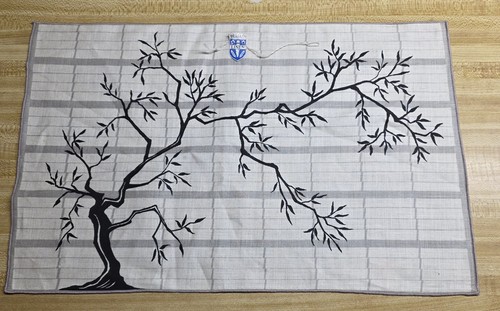 Tovagliette vintage in lino. Alberi bianchi e neri. Set di 4. Belga. 18"x12 - Foto 1 di 7