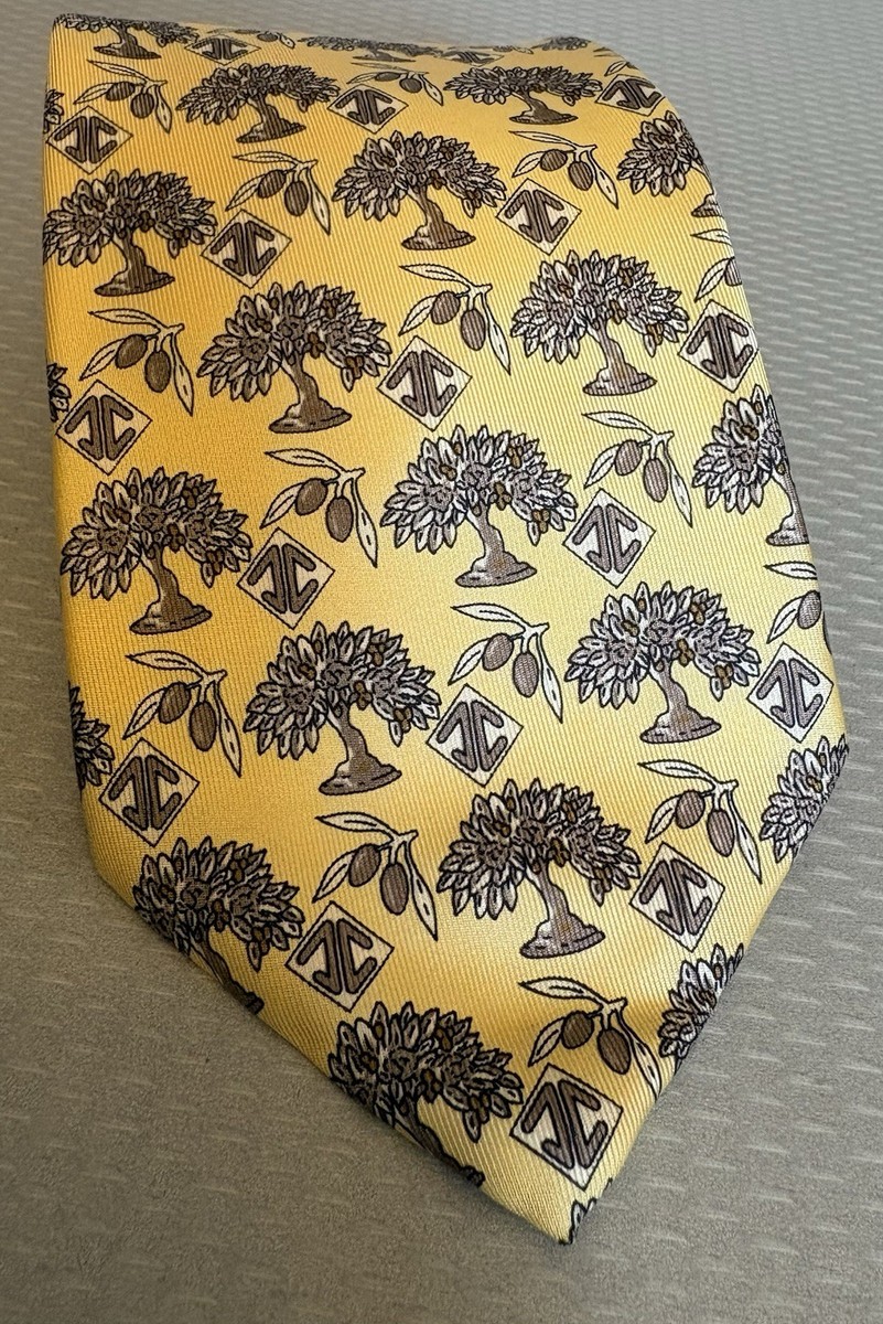 Vintage Andre Claude Canova La Bastide St Antoine French Silk Tie Olive Trees 4" View 6
