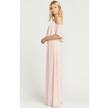 Show Me Your Mumu The Caitlin Ruffle Maxi Dress in Dusty Blush Crisp Large