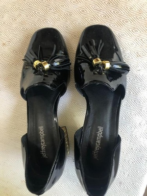 #ad Jeffrey Campbell Rhinestone Pump BLack Leather Shoes Size 9 $34.99