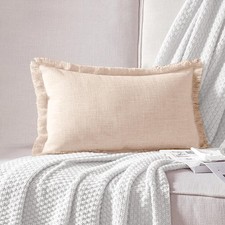 Decor Throw Pillow Cover - 12x20 Inch Linen Lumbar Pillow Cover Decorative Fa...