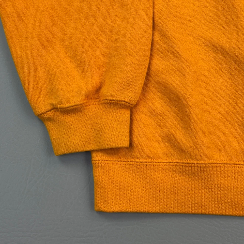 Vintage Adidas Sweatshirt Boys Large Orange Crewneck Logo Pullover USA Made 90s - Image 2 of 4