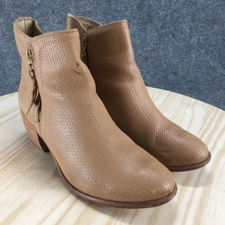 Wolverine Boots Womens 10 Ella Ankle Bootie Beige Leather Side Zip Block W40187 - Image 3 of 4