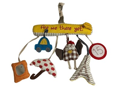 Mamas and Papas Car Toy Baby Hanging Rattle Are We There Yet Plush Car Seat