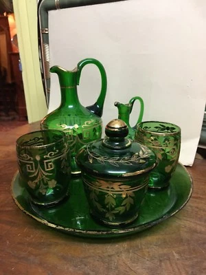 Service de nuit Baccarat ? Napoleon III XIXème cristal taillée rehaussé à l'or - Photo 1/4