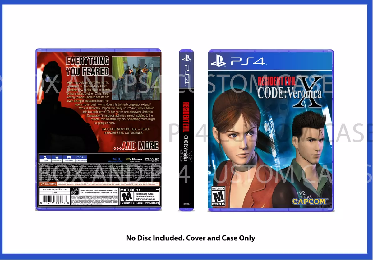 CUSTM CASE NO DISC Resident Evil Code Veronica X PS4 SEE