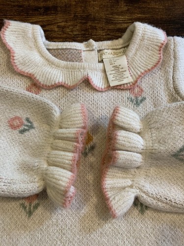 Cynthia Rowley Floral Print Cream Pullover Ruffle Trim Sweater Toddler Girls 4T - Picture 5 of 6