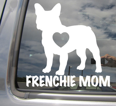 Frenchie Mom Love Heart - French Bulldog - Car Vinyl Die-Cut Decal ...