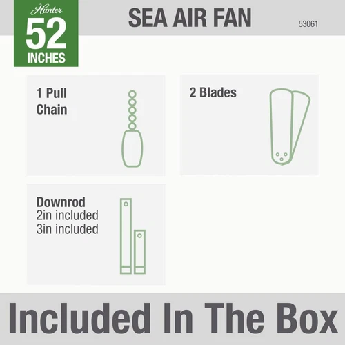Hunter 52" Sea Air Outdoor Ceiling Fan Wet Rated Pull Chain Traditional NO LIGHT - Picture 16 of 21