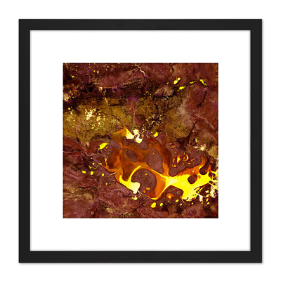 Abstrakte Lava Magma Farbe Wirbel Quadrat Gerahmt Wandkunst 9X9 Zoll